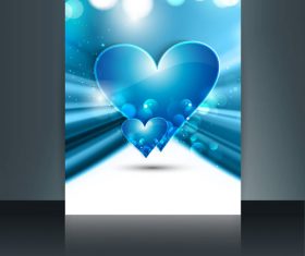 Virtual background heart shaped brochure cover vector