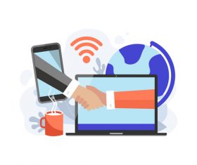 Virtual social cartoon illustration vector