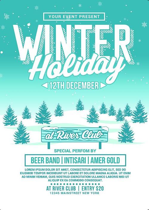 Winter Holiday Party PSD Flyer Template