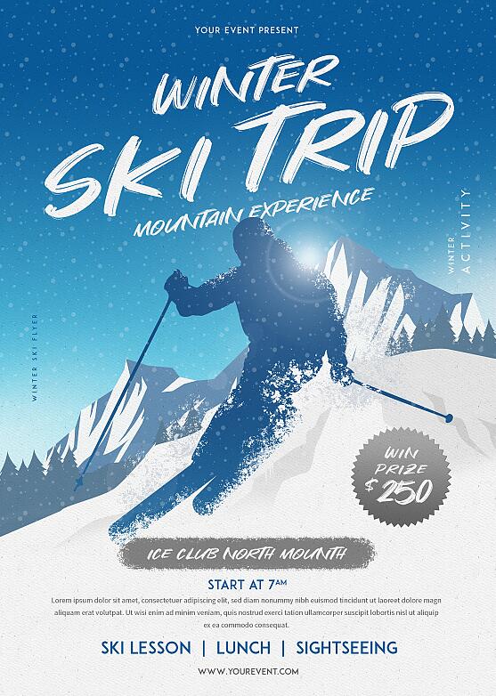 Winter Ski Flyer Psd Template