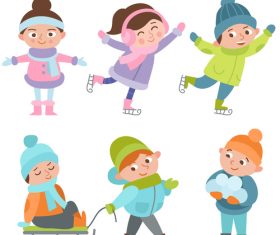 Winter children outdoor play vector