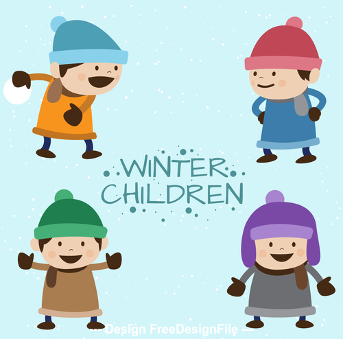 Winter children vector