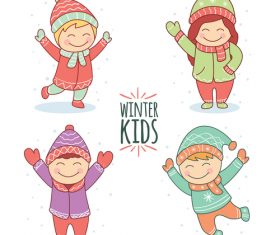 Winter outdoor happy children vector