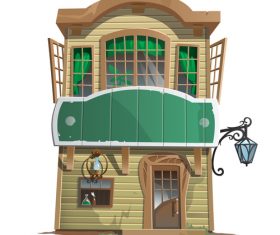Wooden villa building vector