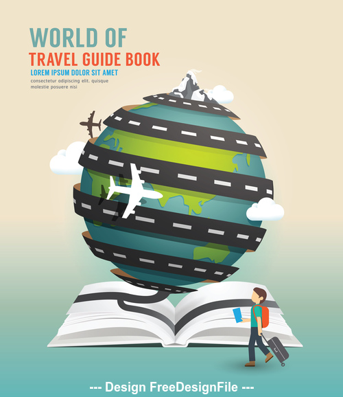 World of travel guide book vector