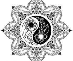 Yin yang mandala tattoo vector