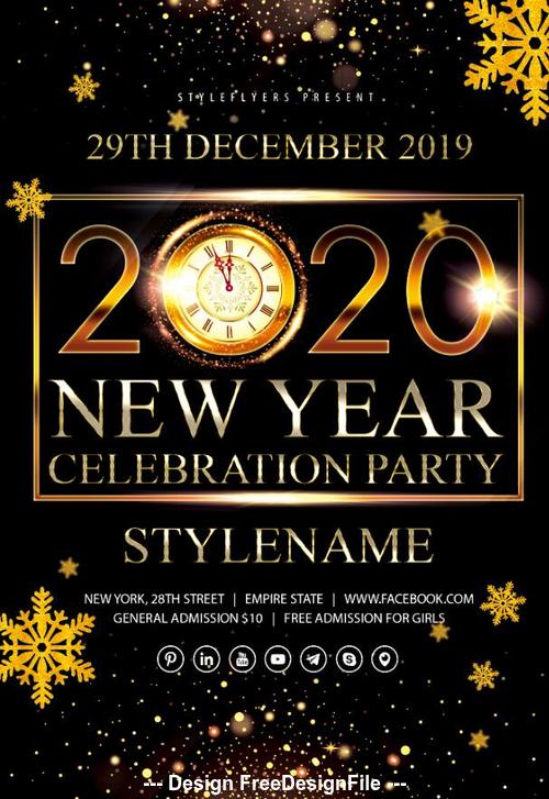 2020 New Year Celebration Flyer Psd Template