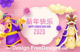 2020 New Year greeting card banner vector