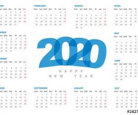 2020 calendar layout vector