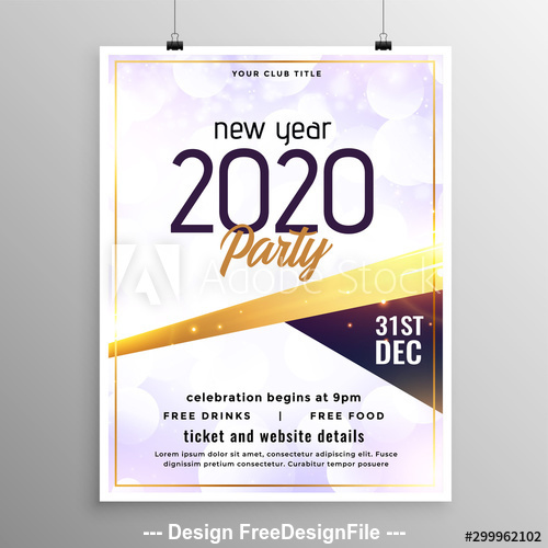 2020 new year party flyer vector