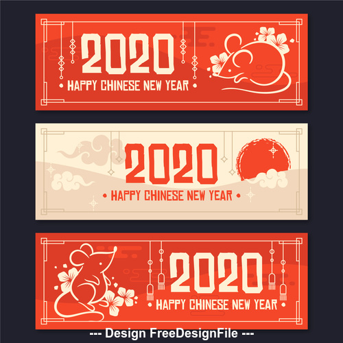 2020 rat new year banner vector