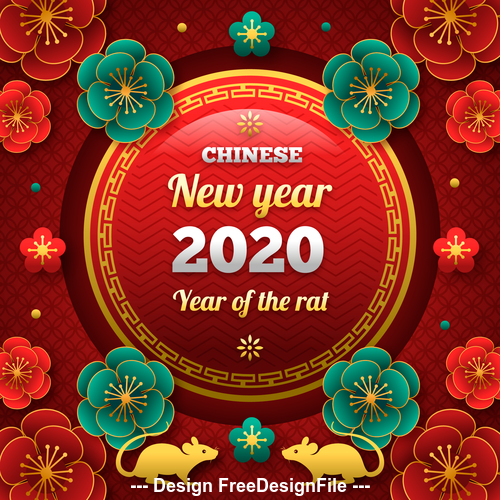2020 rat new year greeting card vector