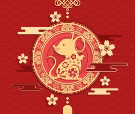 2020 rat new year pendant vector