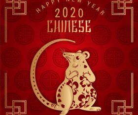 2020 red background new year greeting card vector
