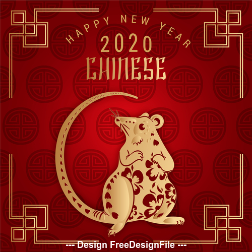 2020 red background new year greeting card vector