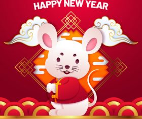 2020 silhouette rat new year greeting card vector