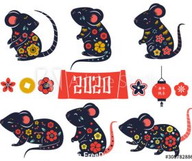 2020 year of rat vector