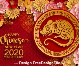 2020 year of the rat greeting card vector