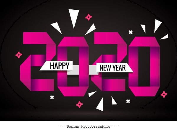 2020 new year banner dark origami numbers vector