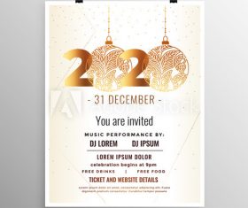 Abstract art 2020 new year party flyer vector