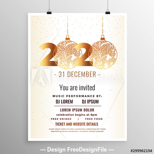 Abstract art 2020 new year party flyer vector
