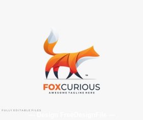 Abstract fox color logo template vector