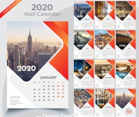 Abstract wall calendar 2020 template vector