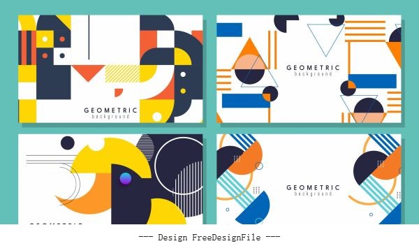 Abstract background templates colorful flat geometric decor vector