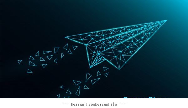 Abstract paper plane dark neon on blue background illustration vector