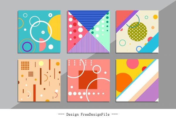 Abstract pattern templates colorful flat geometric vector