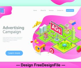 Advertising campaign flat isometric vector 3d concept illustration