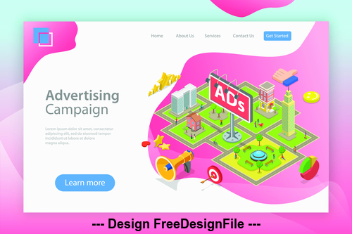 Advertising campaign flat isometric vector 3d concept illustration