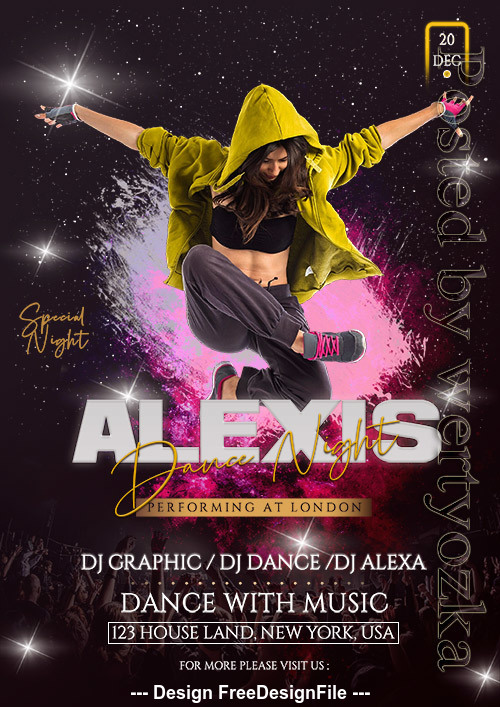 Alexis Dance Party Poster and Flyer PSD Template
