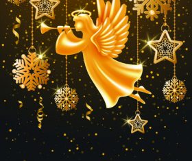 Angel and decorative pendant christmas background vector