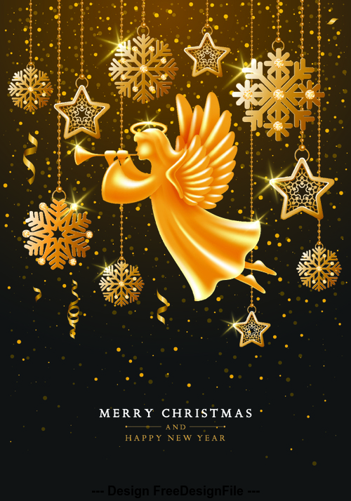 Angel and decorative pendant christmas background vector