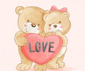 Animal couple cartoon illustration vector