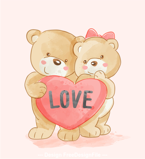 Animal couple cartoon illustration vector