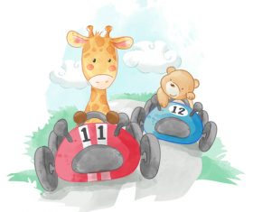Animal racing cartoon vector
