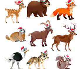Animal with christmas hat pattern background vector 02
