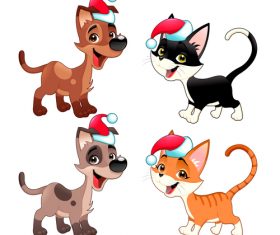 Animal with christmas hat pattern background vector 06