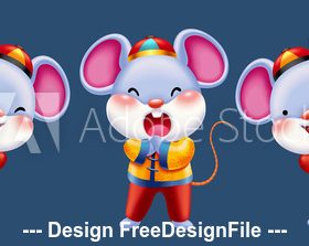 Animated Rat Happy New Year vector