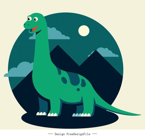 Apatosaurus dinosaur cartoon cute stylized vector