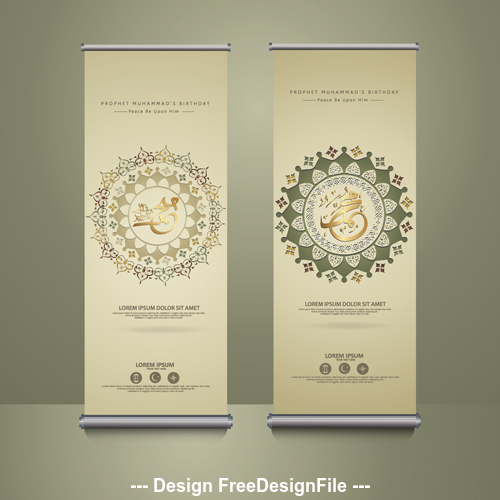  Arabic calligraphy roll up banner vector 01 free download