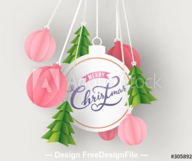 Art origami christmas background card vector