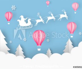 Art origami christmas greeting card vector