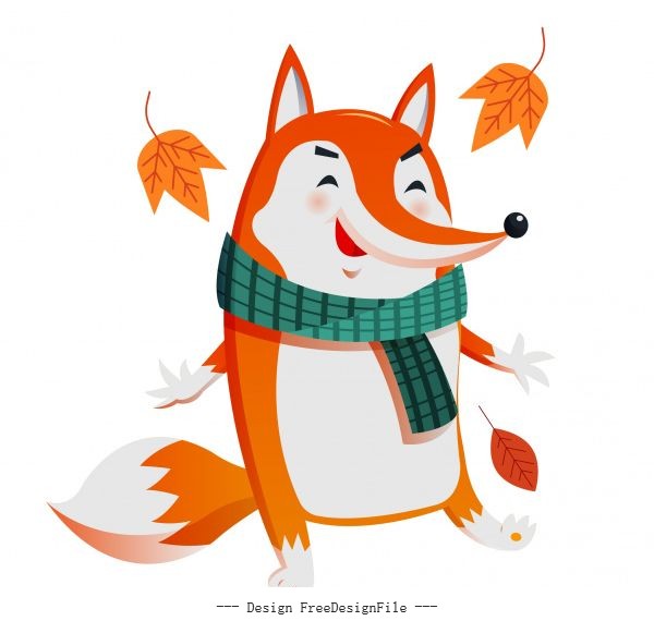 Autumn fox cute stylized cartoon character vector