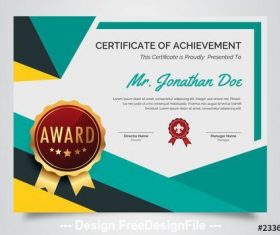 Award certificate layout with geometric designs vector