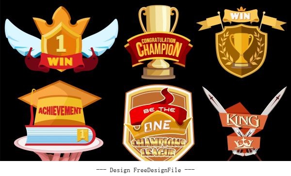 Awards icons modern colorful 3d vector