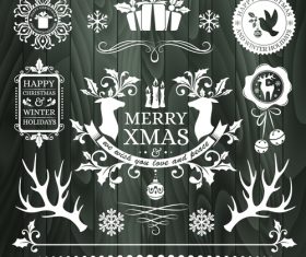 Badges white new year greeting card vector