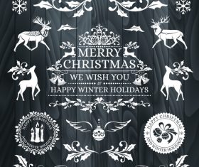 Badges whiteand black wooden background vector